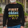 First Grade Rocks School Student Teachers Graphics Plus Size Shirt Long Sleeve T-Shirt Gifts for Old Men