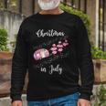 Flamingo Pink Retro Camping Car Christmas In July Great Long Sleeve T-Shirt Gifts for Old Men