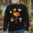 Flamingo Pumpkin Halloween Bird Lover For Girls And Boys Tshirt Long Sleeve T-Shirt Gifts for Old Men