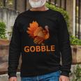 Gobble Turkey Thanksgiving Tshirt Long Sleeve T-Shirt Gifts for Old Men