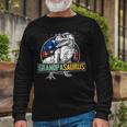 Grandpa Saurus Dinosaur Rex American Flag Matching Long Sleeve T-Shirt Gifts for Old Men