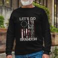 Gun American Flag Patriots Lets Go Brandon On Back Long Sleeve T-Shirt Gifts for Old Men