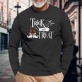 Halloween Funny Trick Or Treat Orange And White Men Women Long Sleeve T-shirt Graphic Print Unisex Gifts for Old Men