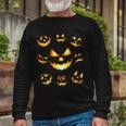 Halloween Jack Olantern Pumpkin Faces Long Sleeve T-Shirt Gifts for Old Men