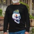 Iroquois Skeleton Scull Punk Rocker Halloween Party Costume Long Sleeve T-Shirt Gifts for Old Men