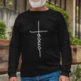 Jesus Christ Faith Christian Cross Logo Long Sleeve T-Shirt Gifts for Old Men