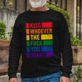 Kiss Whoever The Fuck You Want Lgbt Rainbow Pride Flag Long Sleeve T-Shirt Gifts for Old Men