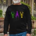 Mardi Gras Crawfish Jester Hat Bead Tee New Orleans Long Sleeve T-Shirt Gifts for Old Men