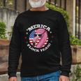 Merica 4Th Of July Flamingo Flock Patriotic American Flag Long Sleeve T-Shirt Gifts for Old Men