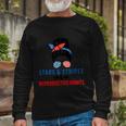 Messy Bun American Flag Stars Stripes Reproductive Rights Long Sleeve T-Shirt Gifts for Old Men