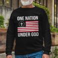 One Nation Under God American Christian Flag Long Sleeve T-Shirt Gifts for Old Men