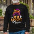 One Spooky Mama Halloween Messy Bun Hair Ghosts Lover Long Sleeve T-Shirt Gifts for Old Men