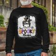 One Spooky Mama Messy Bun Skull Halloween Mom Life Long Sleeve T-Shirt Gifts for Old Men