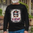 One Spooky Mama Mommy Halloween Mom Life Messy Bun Bleached Long Sleeve T-Shirt Gifts for Old Men