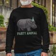 Party Animal Hippo Birthday Hippo Birthday Long Sleeve T-Shirt Gifts for Old Men