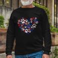 Patriotic Heart American Flag 4Th Of July Dog Paw Prints Long Sleeve T-Shirt Gifts for Old Men