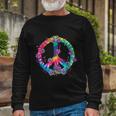 Peace Sign Love Flowers 60S 70S Tie Dye Hippie Costume Long Sleeve T-Shirt Gifts for Old Men