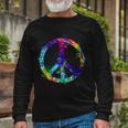 Peace Sign Paint Splatter Tshirt Long Sleeve T-Shirt Gifts for Old Men