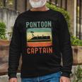 Pontoon Captain Retro Vintage Boat Lake Outfit Long Sleeve T-Shirt Gifts for Old Men