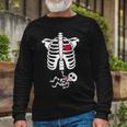 Pregnant Skeleton Ribcage With Baby Costume Long Sleeve T-Shirt Gifts for Old Men