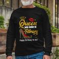Queen Was Born In February Happy Birthday To Me Leopard Shoe Long Sleeve T-Shirt Gifts for Old Men
