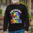 Rainbow Unicorn Awesome Since 1982 40Th Birthday Long Sleeve T-Shirt Gifts for Old Men