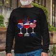 Red Wine Blue 4Th Of July Wine Red White Blue Wine Glasses V5 Long Sleeve T-Shirt Gifts for Old Men