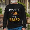 Respect The Beard Bearded Dragon Reptile Lizard Lover Long Sleeve T-Shirt Gifts for Old Men