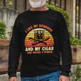 Retro I Like My Bourbon And My Cigar And Maybe Three People Quote Tshirt Long Sleeve T-Shirt Gifts for Old Men