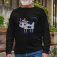 Retro Cow Merica Patriotic Us Flag 4Th Of July Farm Rancher Long Sleeve T-Shirt Gifts for Old Men