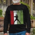 Retro Vintage Baseball Player Silhouette Baseball Lover Baseball Dad Long Sleeve T-Shirt Gifts for Old Men