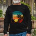 Retro Vintage Guitar Sunset Sunrise Island Long Sleeve T-Shirt Gifts for Old Men
