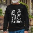 Roofer Us Flag Construction Worker Proud Labor Day Worker Long Sleeve T-Shirt Gifts for Old Men