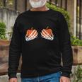 Skeleton & Hand Bra Pumpkin Halloween Autumn Pumpkin Long Sleeve T-Shirt Gifts for Old Men