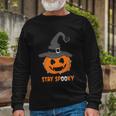 Stay Spooky Pumpkin Witch Hat Halloween Quote Long Sleeve T-Shirt Gifts for Old Men