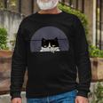 Stoned Black Cat Smoking And Peeking Sideways With Cannabis Long Sleeve T-Shirt Gifts for Old Men