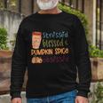 Stressed Blessed Pumpkin Spice Obsessed Thanksgiving Quote Long Sleeve T-Shirt Gifts for Old Men