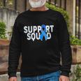 Support Squad Colon Cancer Awareness Blue Ribbon Tshirt Long Sleeve T-Shirt Gifts for Old Men