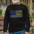 Thin Blue Gold Line 911 Police Dispatcher Long Sleeve T-Shirt Gifts for Old Men