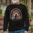 Third Grade Teacher Teach Love Inspire Boho Rainbow Long Sleeve T-Shirt Gifts for Old Men