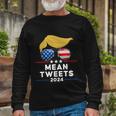 Trump 2024 Mean Tweets Usa Flag Sunglasses Political Long Sleeve T-Shirt Gifts for Old Men