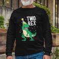 Two Rex 2Nd Birthday Boy Trex Dinosaur Party Happy Second Long Sleeve T-Shirt Gifts for Old Men
