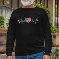 United States Heartbeat American Flag American Pride Long Sleeve T-Shirt Gifts for Old Men