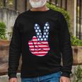 Usa Simple Peace Sign Long Sleeve T-Shirt Gifts for Old Men