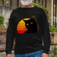 Vintage 80S Style Black Cat Retro Sun Long Sleeve T-Shirt Gifts for Old Men