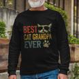 Vintage Best Cat Grandpa Ever Shirt Cat Grandpa Fathers Day Long Sleeve T-Shirt Gifts for Old Men