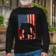 Vintage Bigfoot American Flag Tshirt Long Sleeve T-Shirt Gifts for Old Men