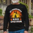 Vintage Retro My Pomeranian Rides Shotgun Halloween Long Sleeve T-Shirt Gifts for Old Men