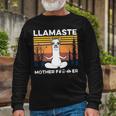Yoga Llamaste Mother Fvcker Retro Vintage Mans Long Sleeve T-Shirt Gifts for Old Men