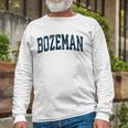 Bozeman Montana Mt Vintage Athletic Sports Navy Long Sleeve T-Shirt Gifts for Old Men